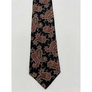 Windsor Shirt Company Paisley Tie Black Red Gold 57" x 3.5" Classic